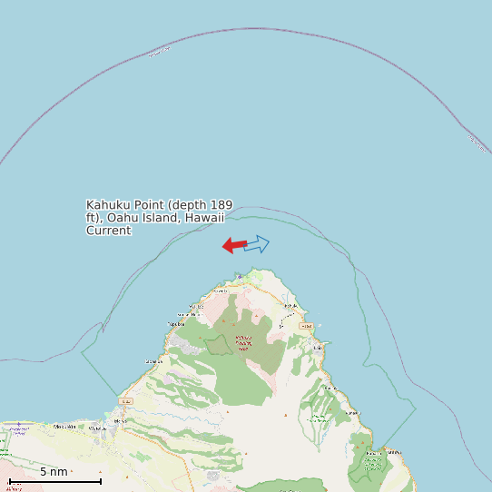 Map of Kahuku Point (depth 189 ft), Oahu Island, Hawaii Current Prediction Station