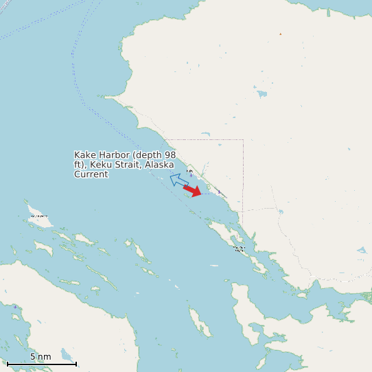 Map of Kake Harbor (depth 98 ft), Keku Strait, Alaska Current Prediction Station