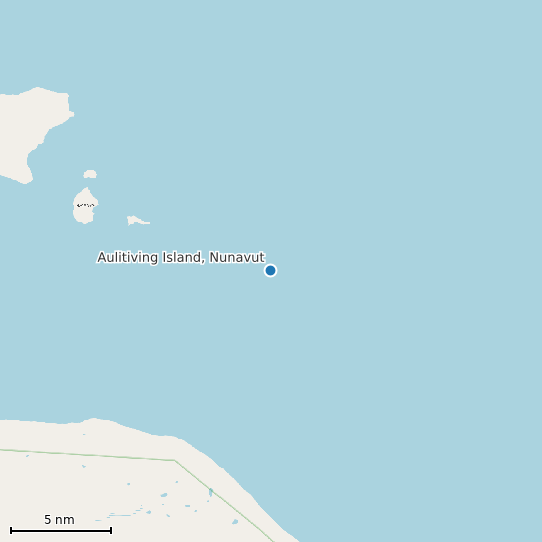 Map of Aulitiving Island, Nunavut Tide Prediction Station