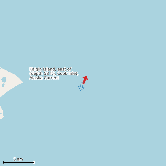 Map of Kalgin Island, east of (depth 58 ft), Cook Inlet, Alaska Current Prediction Station
