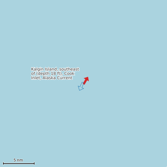 Map of Kalgin Island, southeast of (depth 18 ft), Cook Inlet, Alaska Current Prediction Station