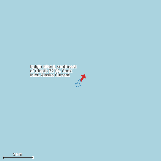 Map of Kalgin Island, southeast of (depth 32 ft), Cook Inlet, Alaska Current Prediction Station