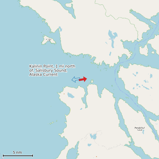 Map of Kalinin Point, 1 mi north of, Salisbury Sound, Alaska Current Prediction Station