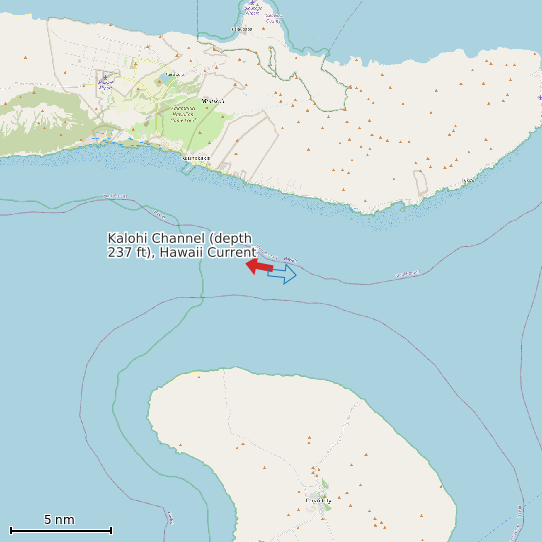 Map of Kalohi Channel (depth 237 ft), Hawaii Current Prediction Station