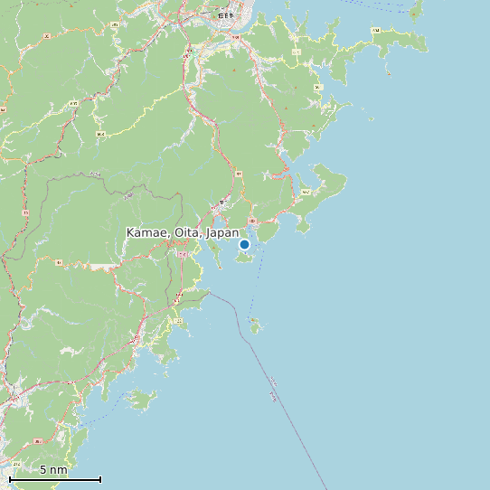 Map of Kamae, Oita, Japan Tide Prediction Station