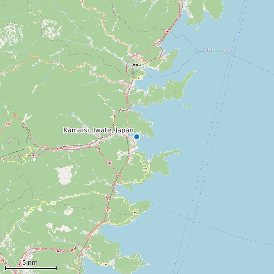Map of Kamaisi, Iwate, Japan Tide Prediction Station