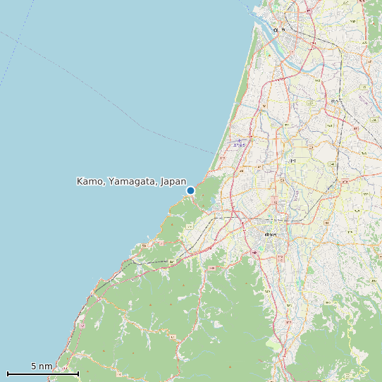 Map of Kamo, Yamagata, Japan Tide Prediction Station