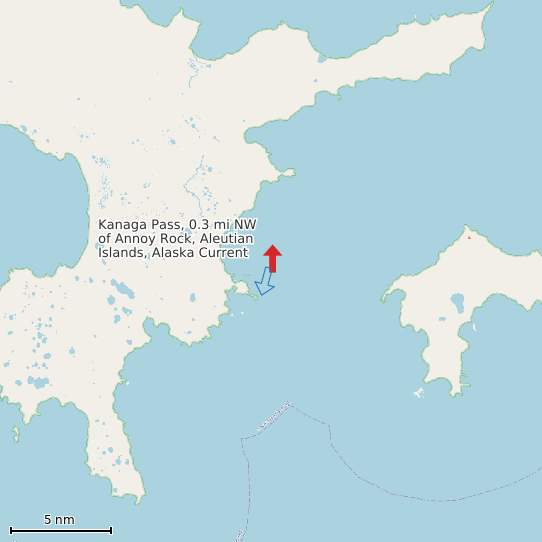 Map of Kanaga Pass, 0.3 mi NW of Annoy Rock, Aleutian Islands, Alaska Current Prediction Station