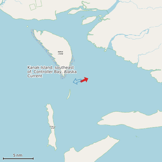 Map of Kanak Island, southeast of, Controller Bay, Alaska Current Prediction Station
