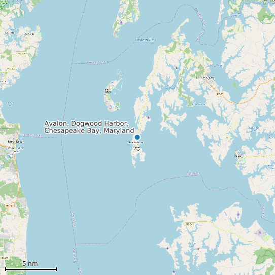 Map of Avalon, Dogwood Harbor, Chesapeake Bay, Maryland Tide Prediction Station
