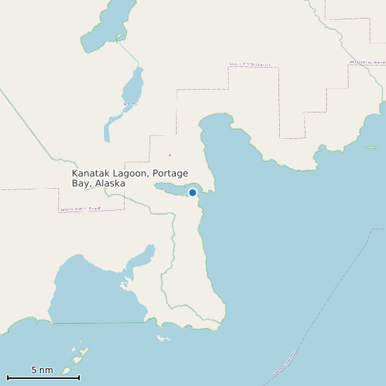 Map of Kanatak Lagoon, Portage Bay, Alaska Tide Prediction Station