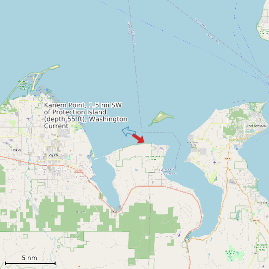 Map of Kanem Point, 1.5 mi SW of Protection Island (depth 55 ft), Washington Current Prediction Station