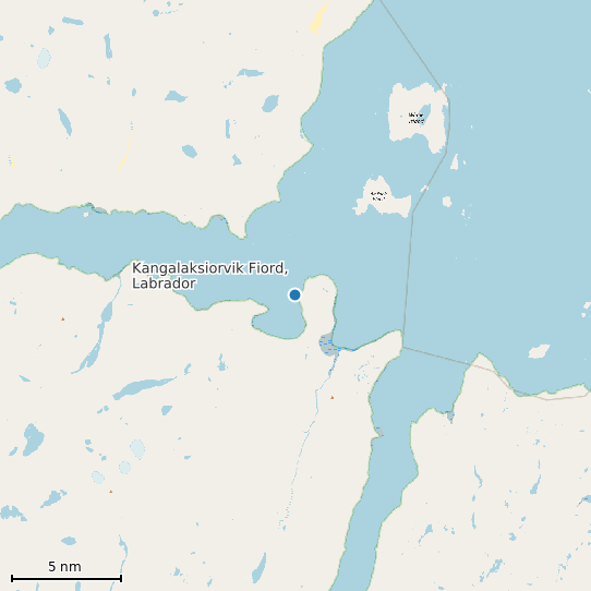 Map of Kangalaksiorvik Fiord, Labrador Tide Prediction Station
