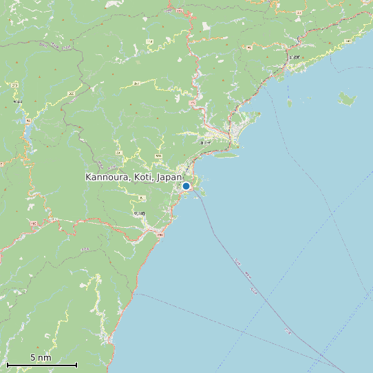 Map of Kannoura, Koti, Japan Tide Prediction Station