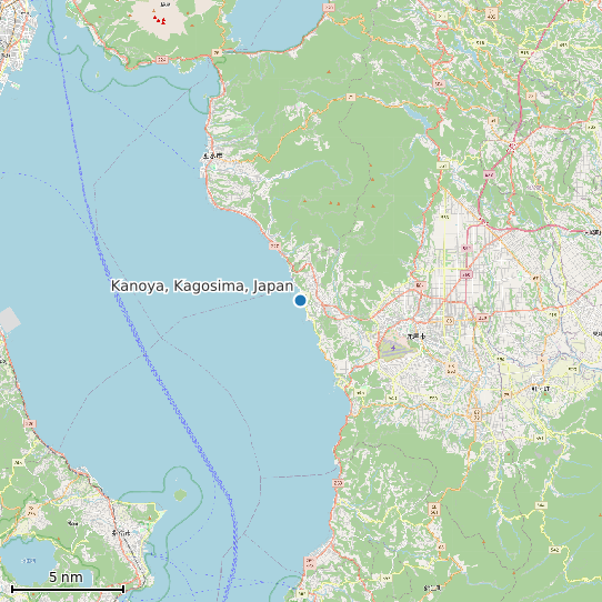 Map of Kanoya, Kagosima, Japan Tide Prediction Station