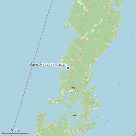 Map of Kario, Nagasaki, Japan Tide Prediction Station