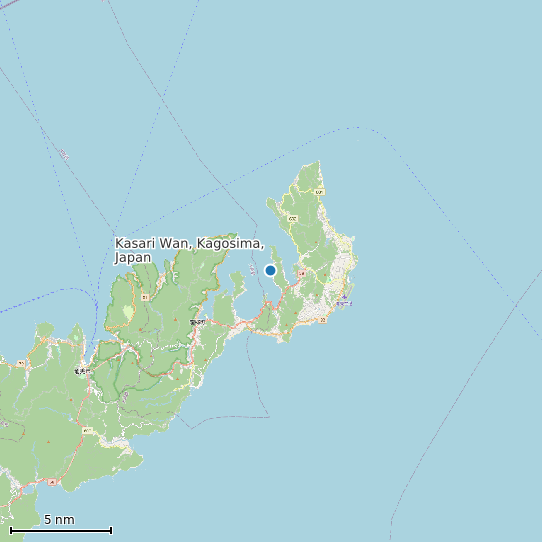 Map of Kasari Wan, Kagosima, Japan Tide Prediction Station