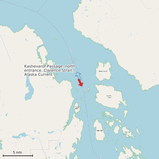 Map of Kashevarof Passage, north entrance, Clarence Strait, Alaska Current Prediction Station