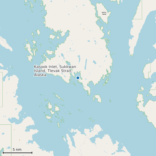 Map of Kasook Inlet, Sukkwan Island, Tlevak Strait, Alaska Tide Prediction Station