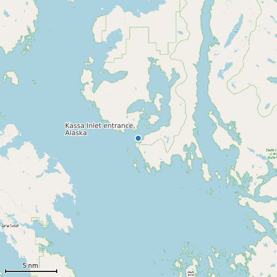 Map of Kassa Inlet entrance, Alaska Tide Prediction Station