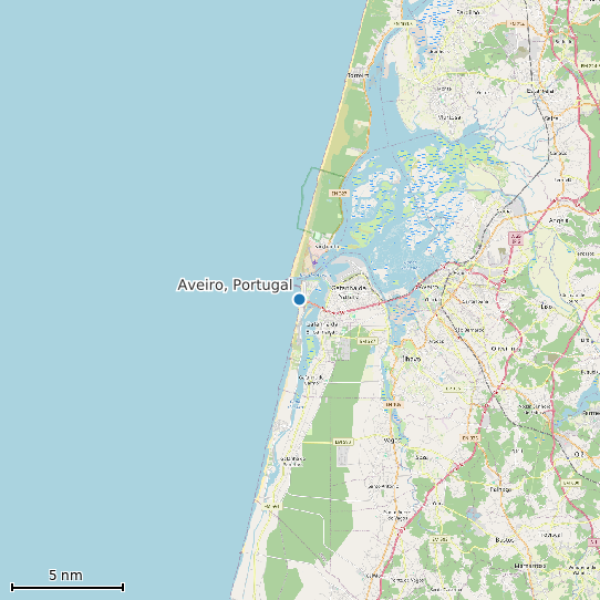 Map of Aveiro, Portugal Tide Prediction Station