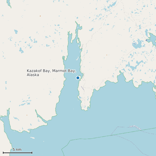 Map of Kazakof Bay, Marmot Bay, Alaska Tide Prediction Station
