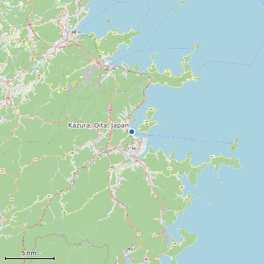 Map of Kazura, Oita, Japan Tide Prediction Station