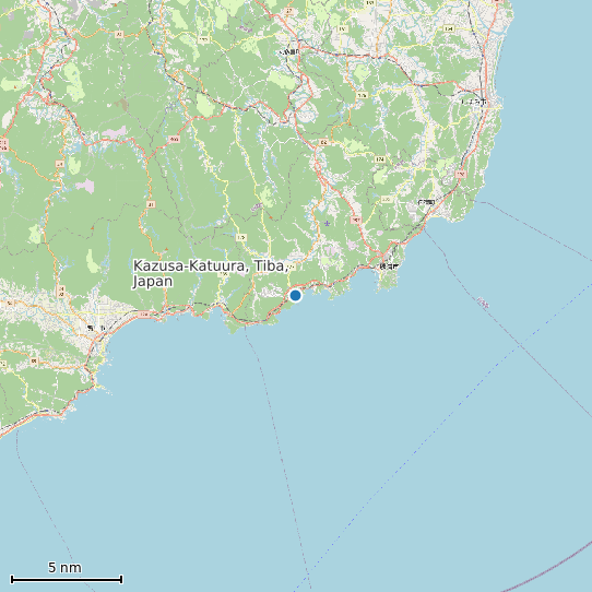 Map of Kazusa-Katuura, Tiba, Japan Tide Prediction Station