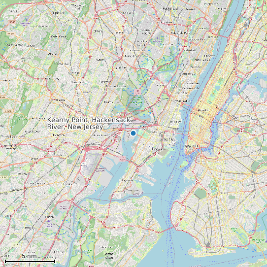 Map of Kearny Point, Hackensack River, New Jersey Tide Prediction Station