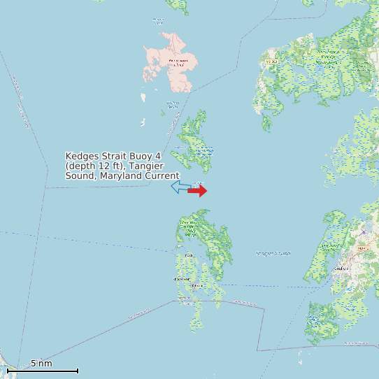 Map of Kedges Strait Buoy 4 (depth 12 ft), Tangier Sound, Maryland Current Prediction Station