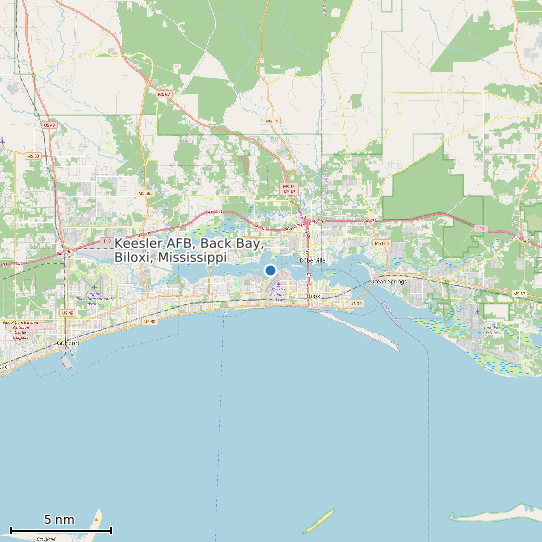 Map of Keesler AFB, Back Bay, Biloxi, Mississippi Tide Prediction Station