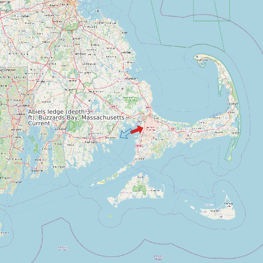 Map of Abiels ledge (depth 3 ft), Buzzards Bay, Massachusetts Current Prediction Station