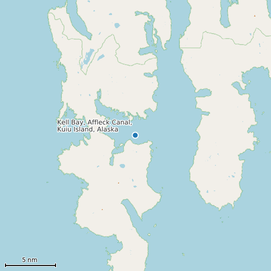 Map of Kell Bay, Affleck Canal, Kuiu Island, Alaska Tide Prediction Station