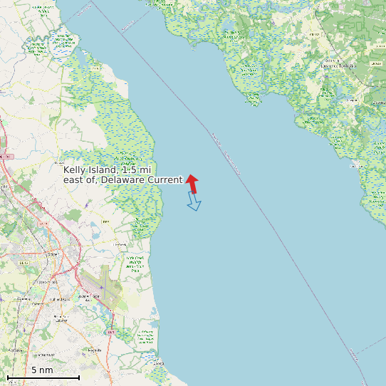 Map of Kelly Island, 1.5 mi east of, Delaware Current Prediction Station
