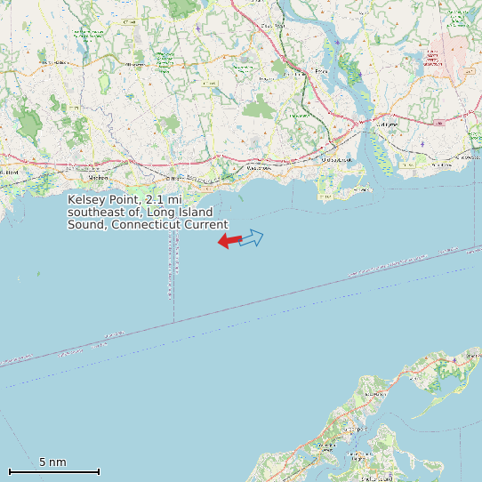 Map of Kelsey Point, 2.1 mi southeast of, Long Island Sound, Connecticut Current Prediction Station