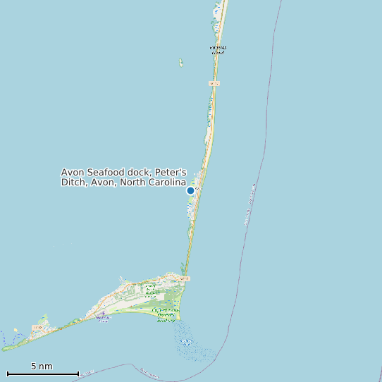 Map of Avon Seafood dock, Peter's Ditch, Avon, North Carolina Tide Prediction Station