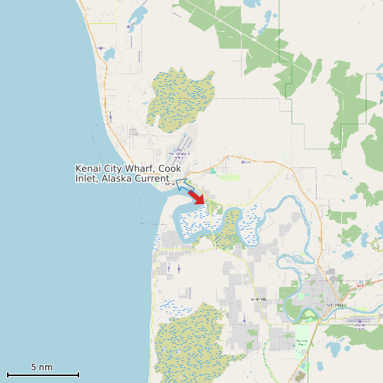 Map of Kenai City Wharf, Cook Inlet, Alaska Current Prediction Station