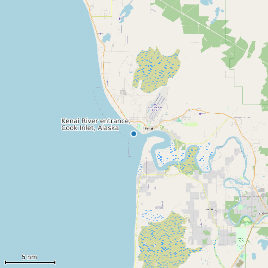 Map of Kenai River entrance, Cook Inlet, Alaska Tide Prediction Station