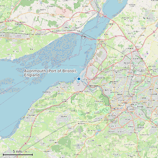 Map of Avonmouth (Port of Bristol), England Tide Prediction Station