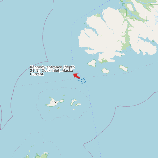 Map of Kennedy entrance (depth 21 ft), Cook Inlet, Alaska Current Prediction Station
