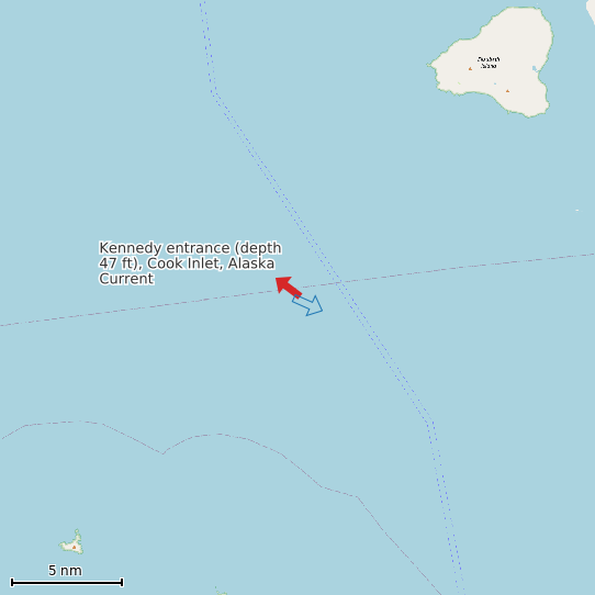 Map of Kennedy entrance (depth 47 ft), Cook Inlet, Alaska Current Prediction Station