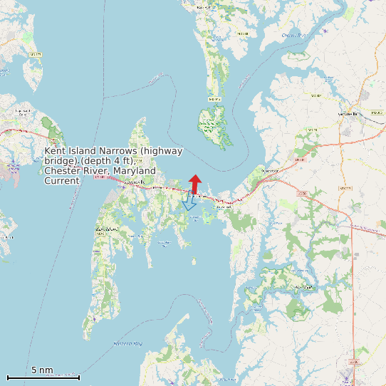 Map of Kent Island Narrows (highway bridge) (depth 4 ft), Chester River, Maryland Current Prediction Station