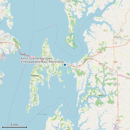 Map of Kent Island Narrows, Chesapeake Bay, Maryland Tide Prediction Station