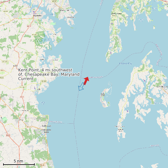 Map of Kent Point, 4 mi southwest of, Chesapeake Bay, Maryland Current Prediction Station
