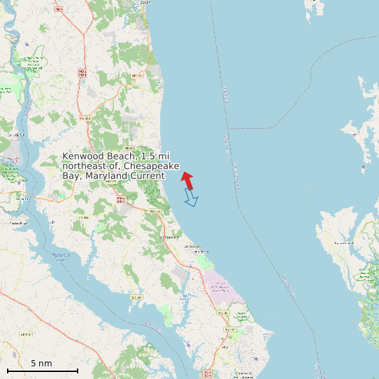 Map of Kenwood Beach, 1.5 mi northeast of, Chesapeake Bay, Maryland Current Prediction Station