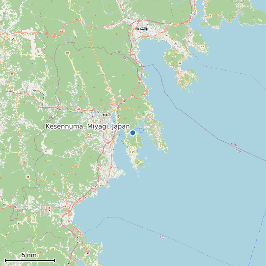 Map of Kesennuma, Miyagi, Japan Tide Prediction Station
