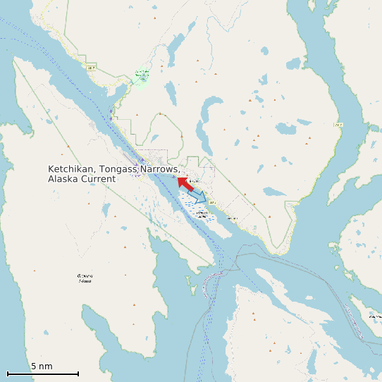 Map of Ketchikan, Tongass Narrows, Alaska Current Prediction Station