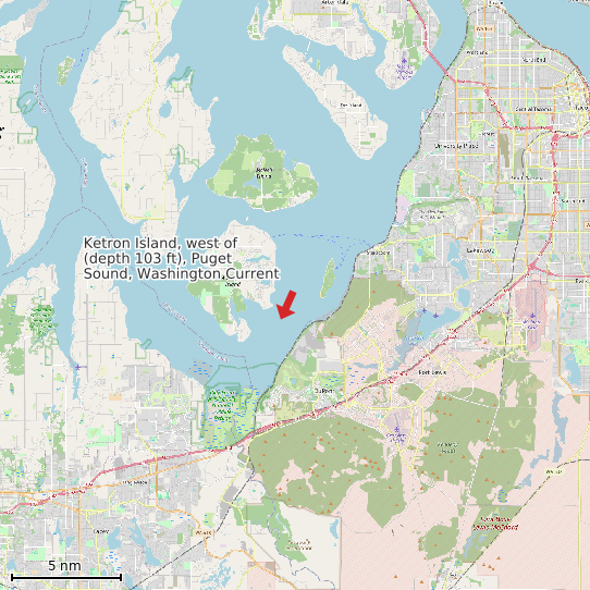 Map of Ketron Island, west of (depth 103 ft), Puget Sound, Washington Current Prediction Station