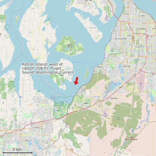 Map of Ketron Island, west of (depth 208 ft), Puget Sound, Washington Current Prediction Station