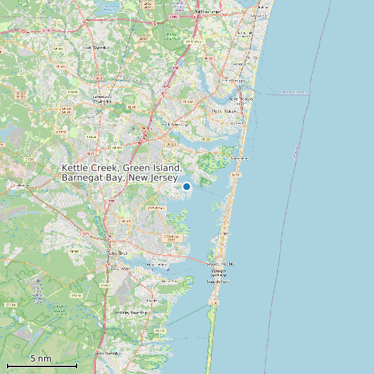 Map of Kettle Creek, Green Island, Barnegat Bay, New Jersey Tide Prediction Station